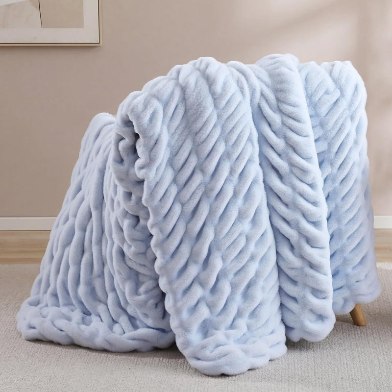 Chevron Textured Plush Throw Blanket
