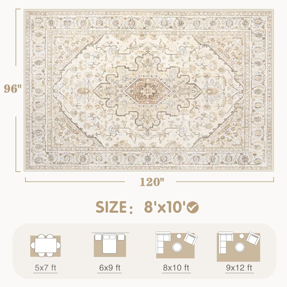 Beige Brown Vintage Area Rug