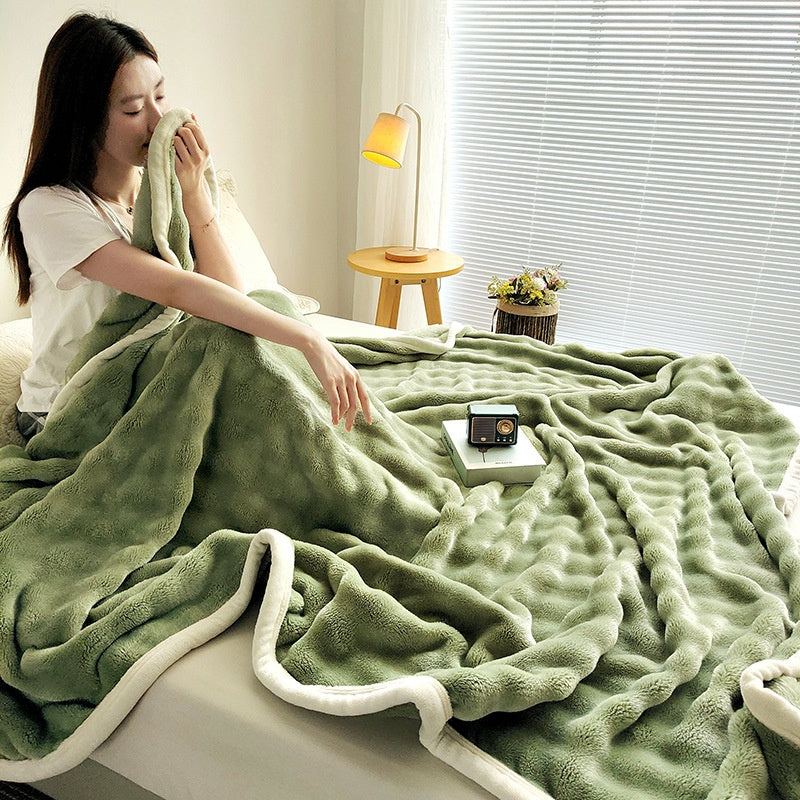 Cloud Textured Faux Rabbit Fur Blanket