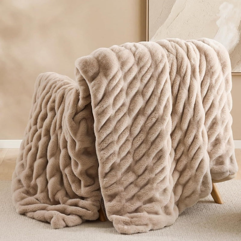 Chevron Textured Plush Throw Blanket