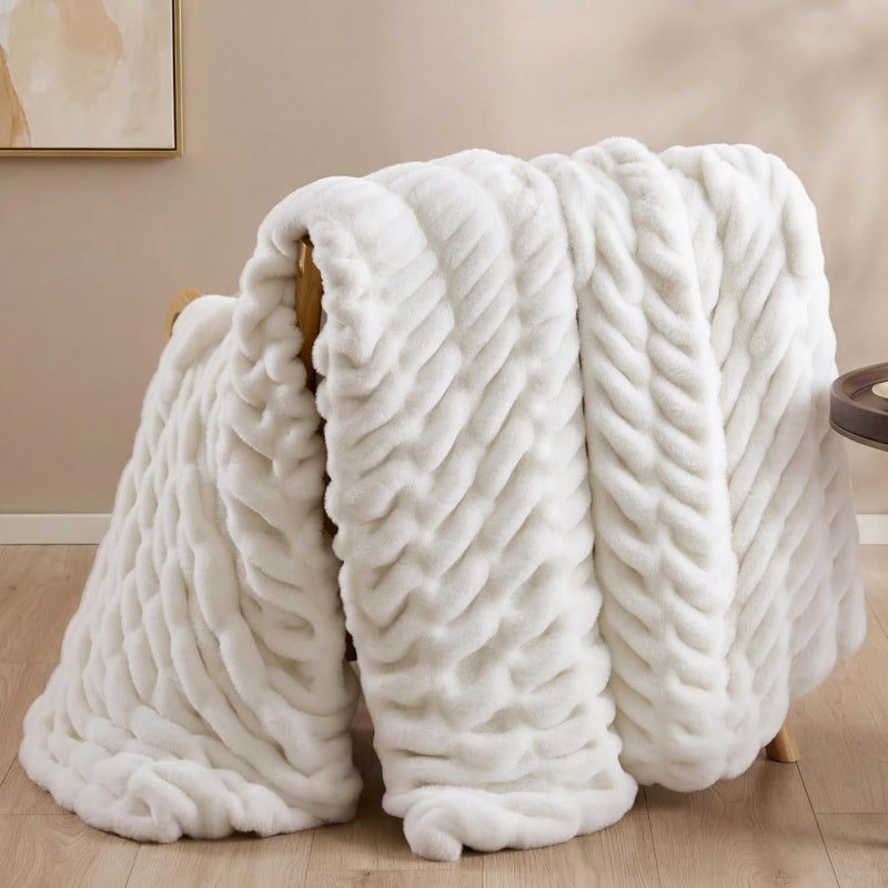 Chevron Textured Plush Throw Blanket