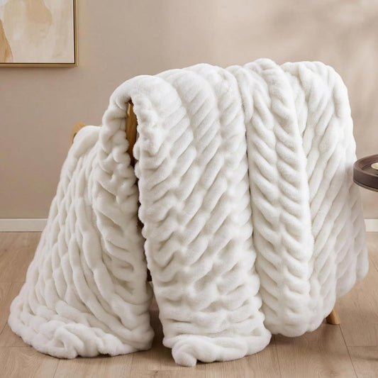 Chevron Textured Plush Throw Blanket