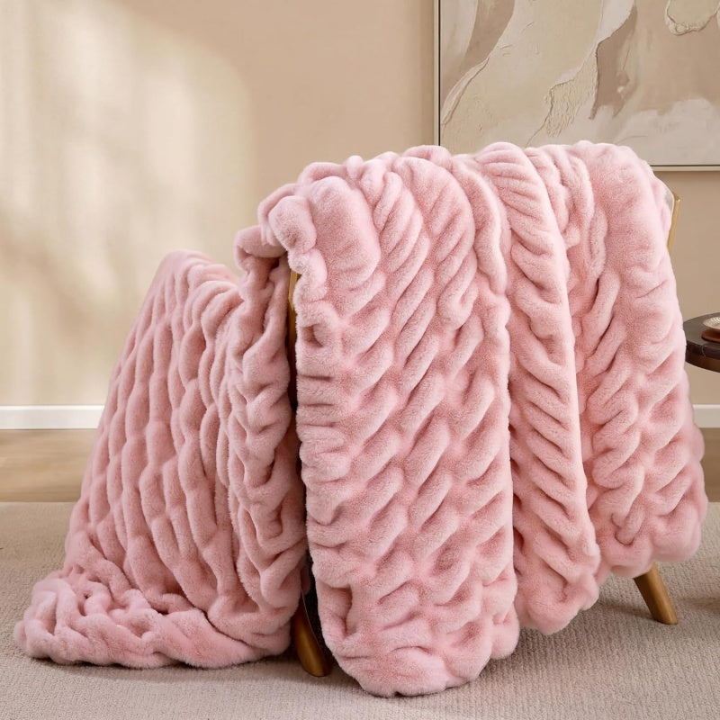 Chevron Textured Plush Throw Blanket