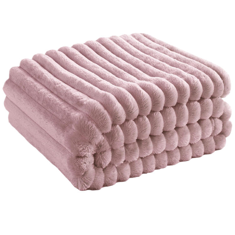Ribbed Flannel Fleece Throw Blanket