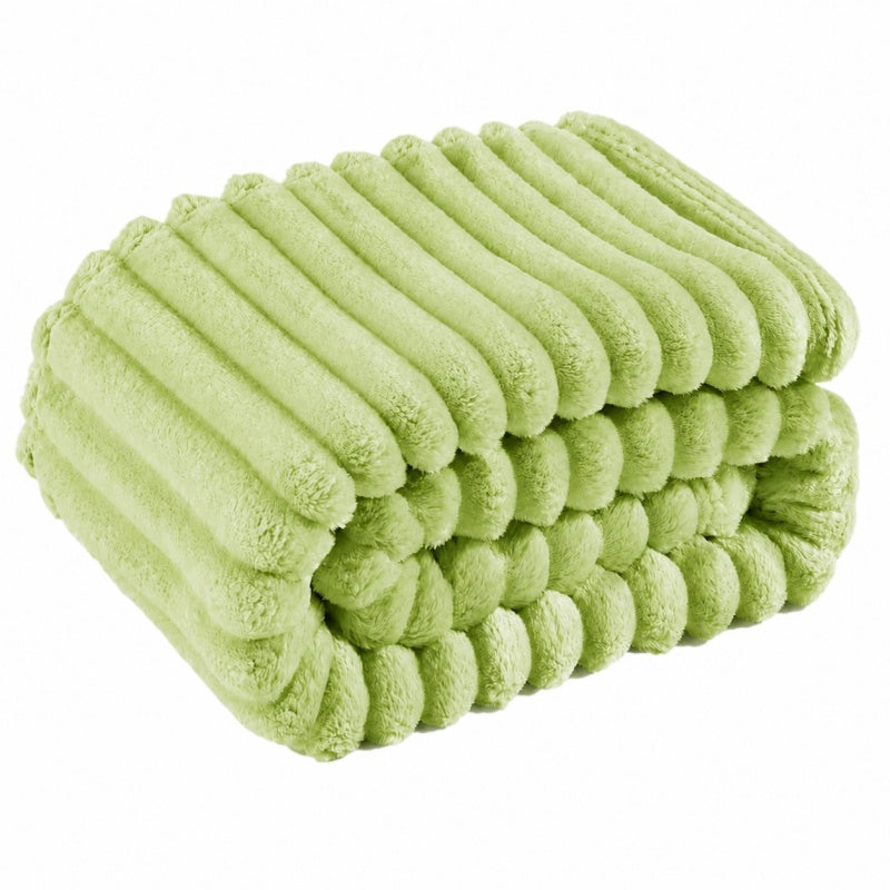 Ribbed Flannel Fleece Throw Blanket
