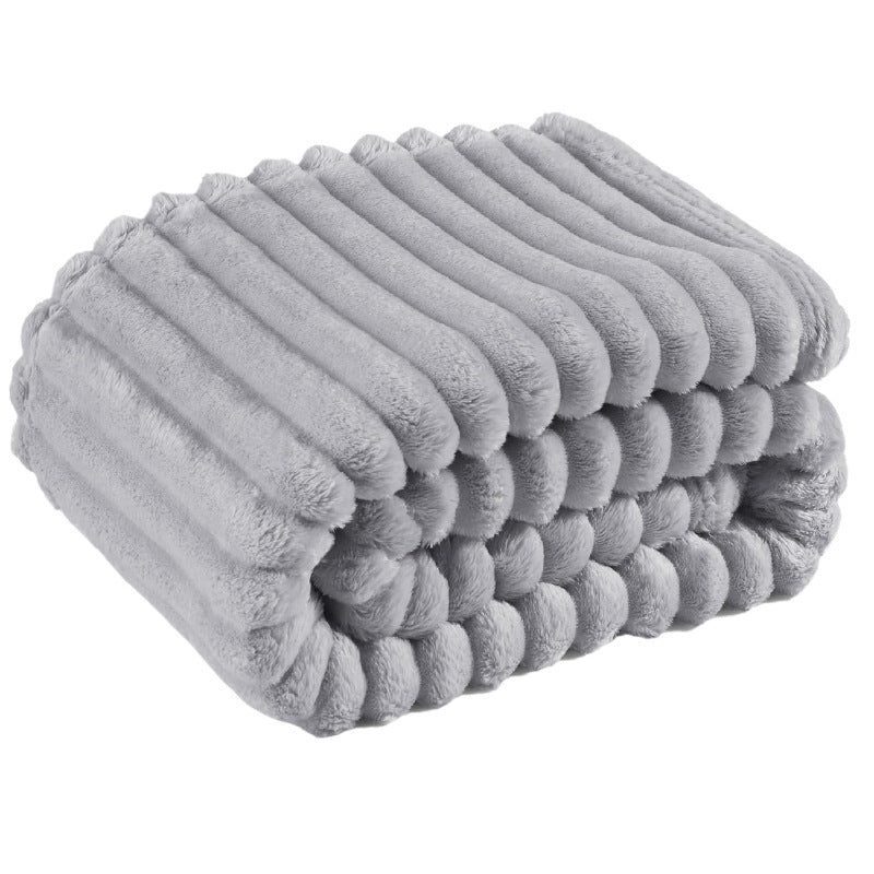 Ribbed Flannel Fleece Throw Blanket