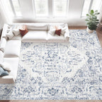 Blue Vintage Floral Area Rug