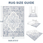 Blue Vintage Floral Area Rug
