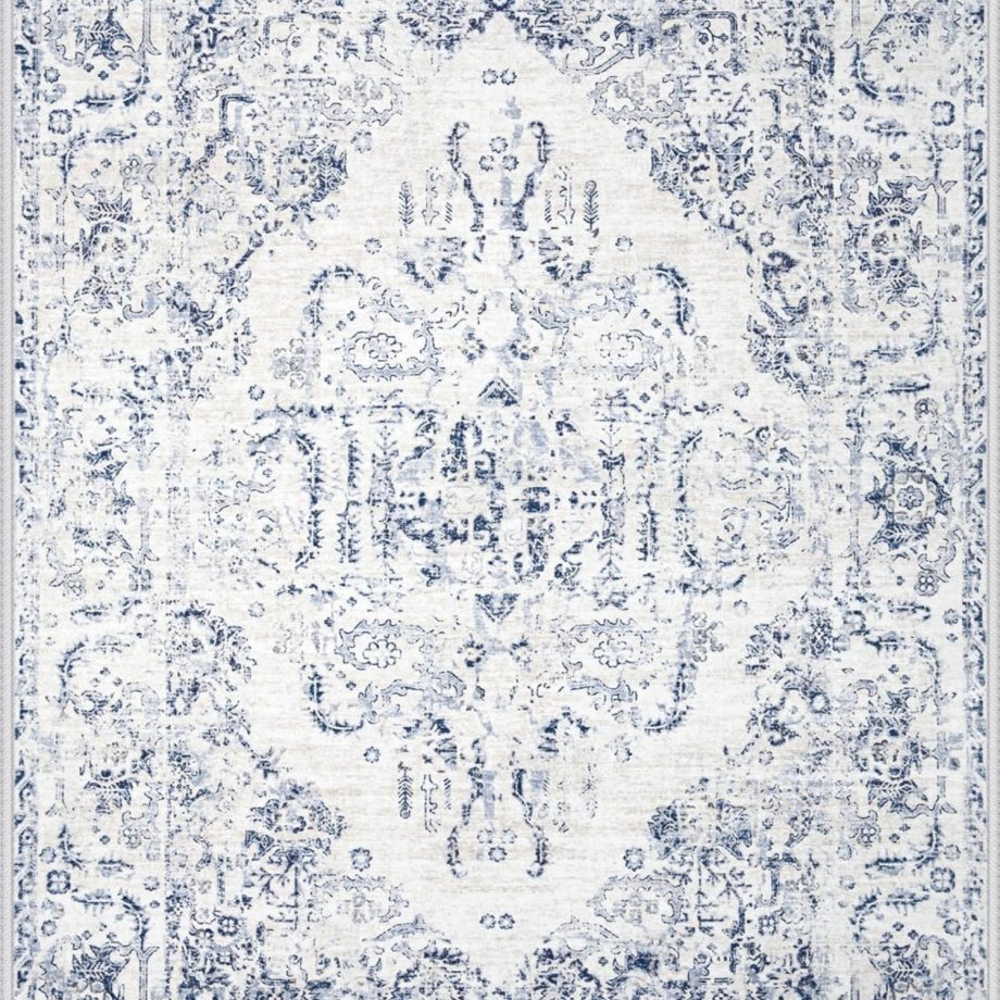 Blue Vintage Floral Area Rug