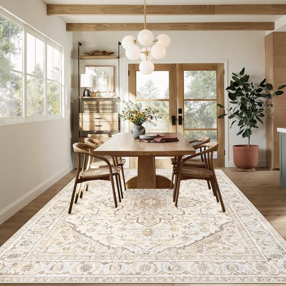 Beige Brown Vintage Area Rug