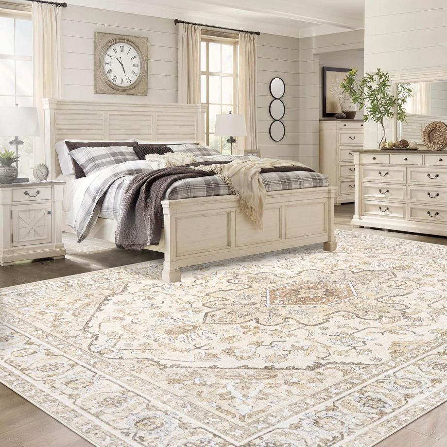 Beige Brown Vintage Area Rug