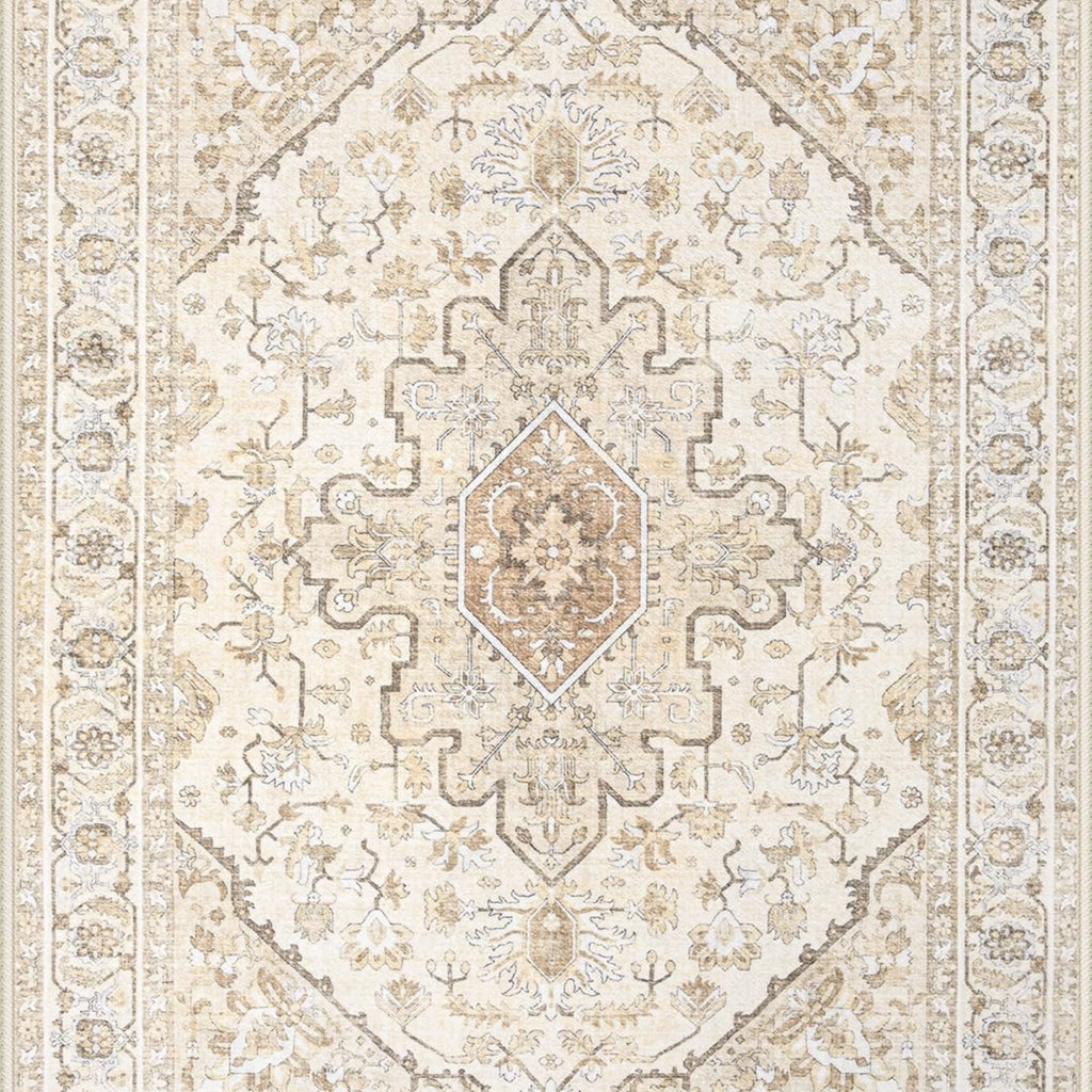 Beige Brown Vintage Area Rug
