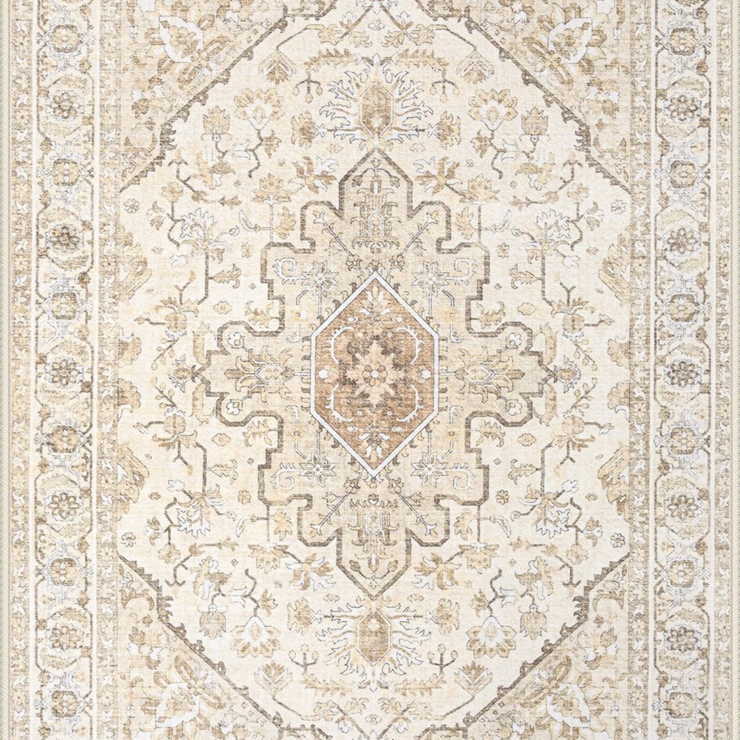 Beige Brown Vintage Area Rug