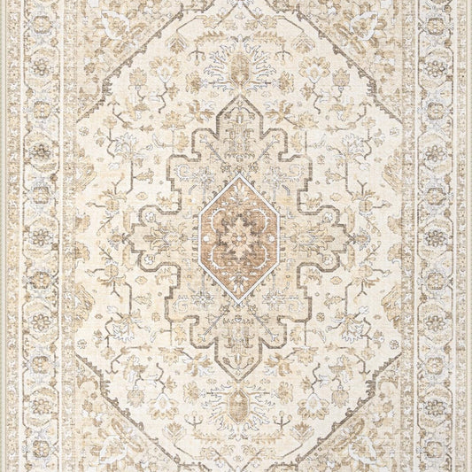 Beige Brown Vintage Area Rug