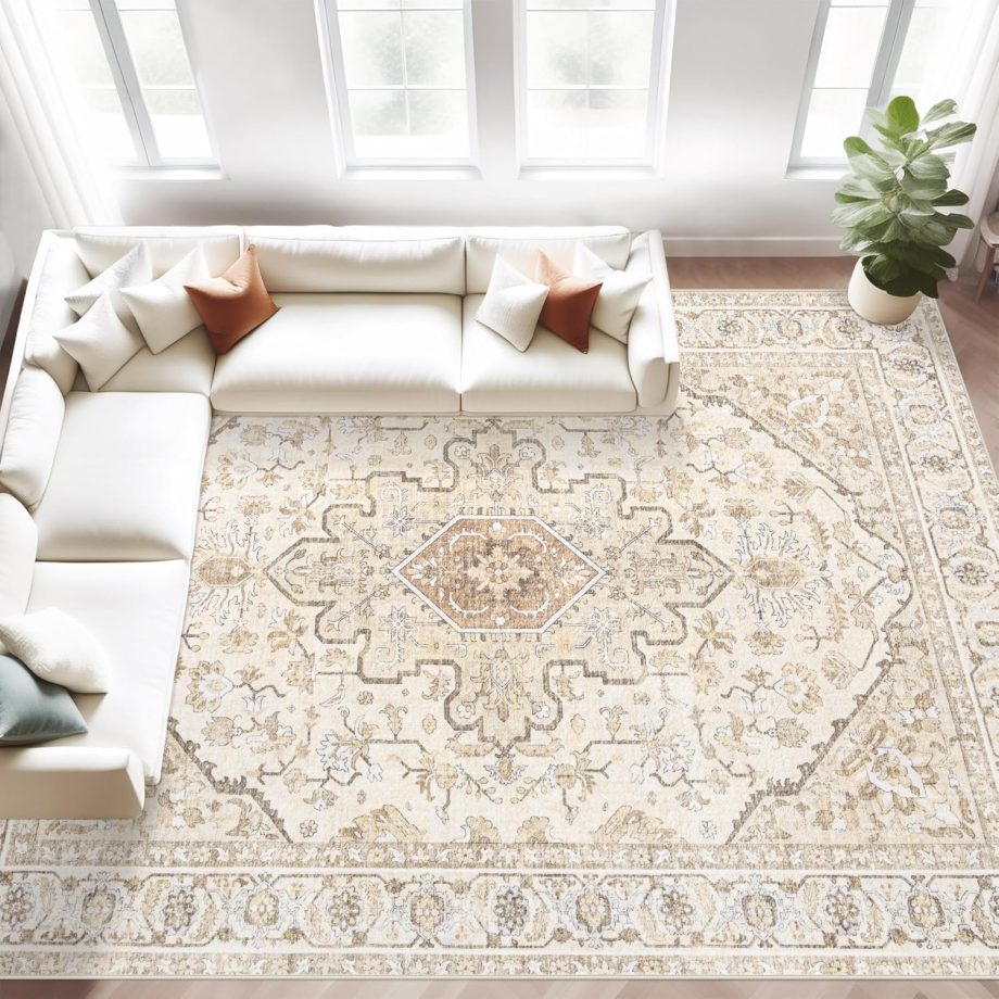 Beige Brown Vintage Area Rug
