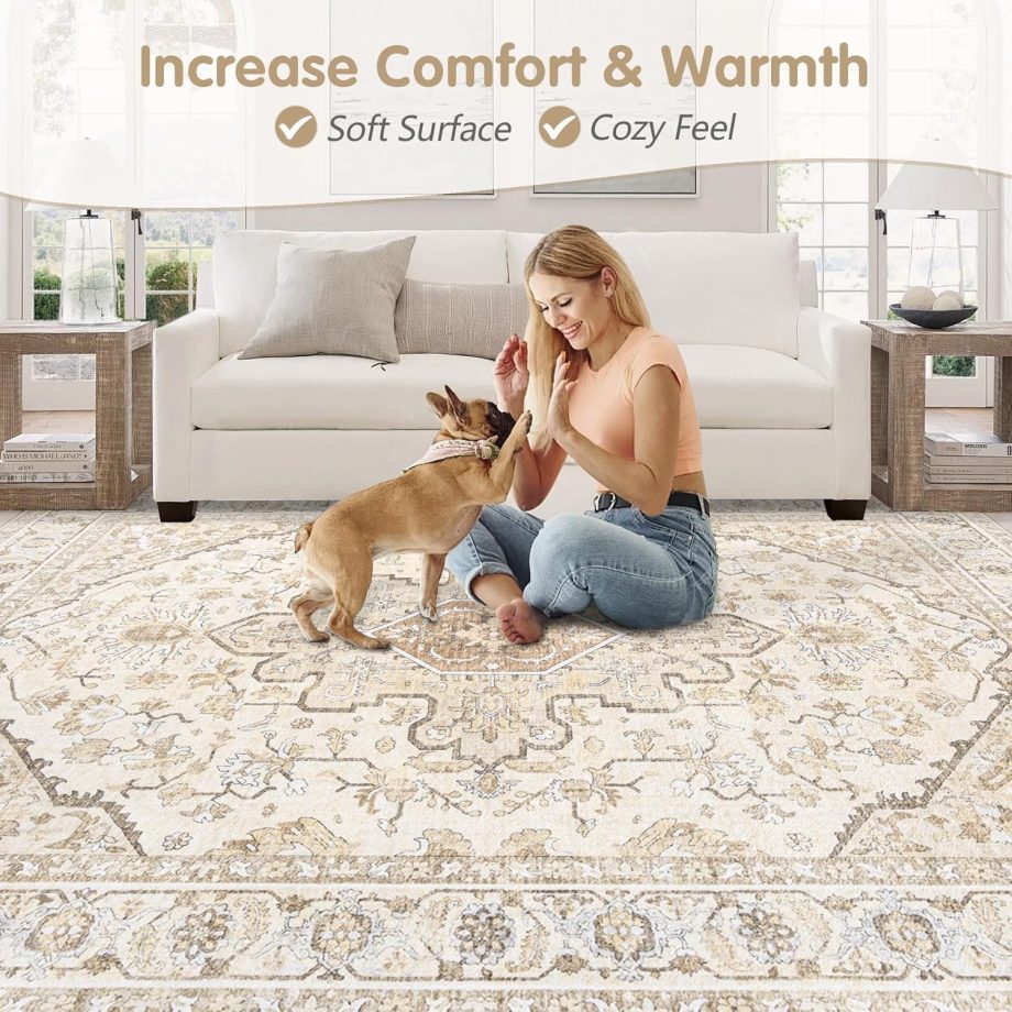 Beige Brown Vintage Area Rug