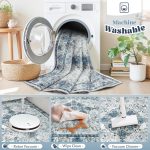 Blue Grey Vintage Floral Rug