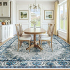 Blue Grey Vintage Floral Rug