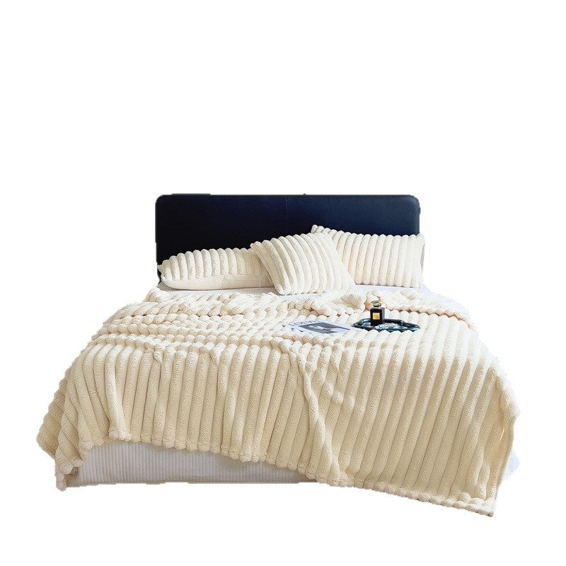 Soft Ribbed Faux Rabbit Fur Blanket